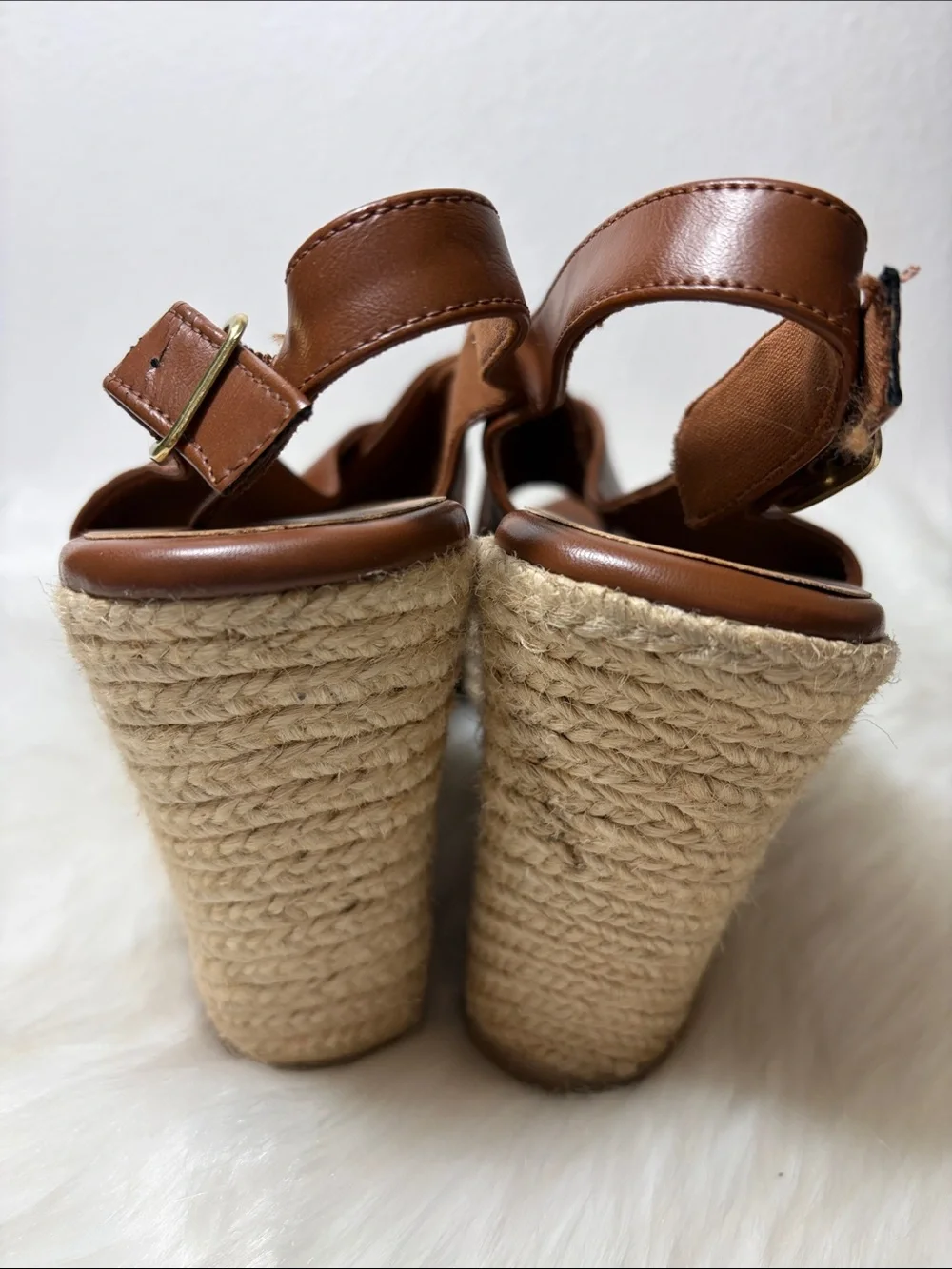 American Eagle Outfitters Tan Brown Espadrille Wedge Slingback Sandals